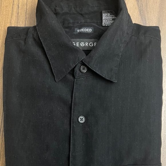 Lot of 2 MEDIUM Short sleeve sueded button down shirts. Black and White - Picture 3 of 4